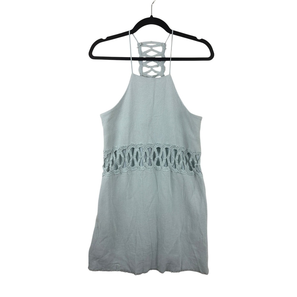 NWT‎ J.O.A. Los Angeles Blue Waffle Knit Lace-Up Back Dress Small